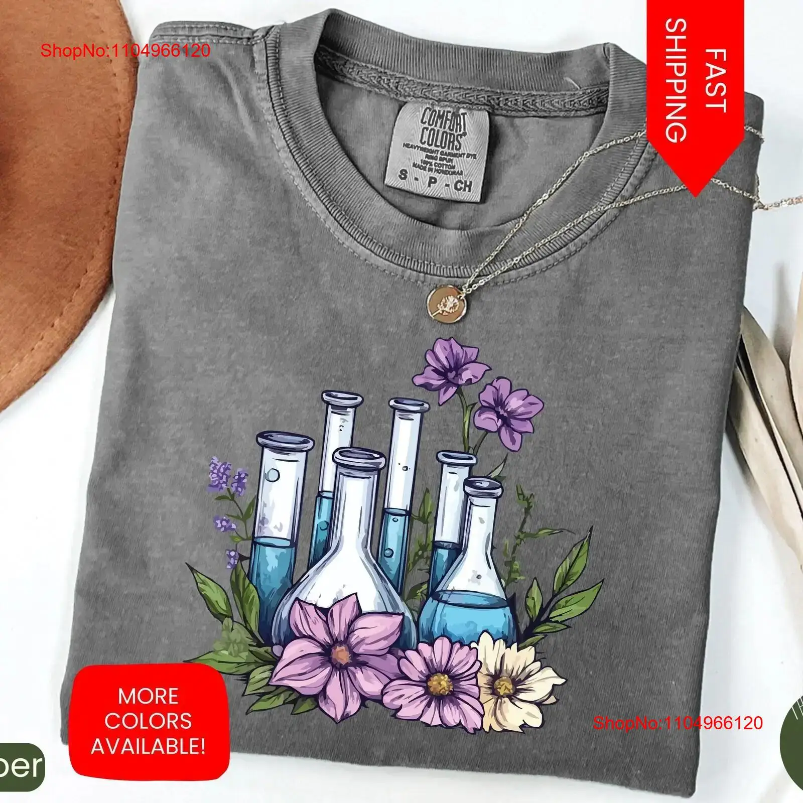 Medical Laboratory Technician - Laboratory T Shirt Floral Beakers Chemistry