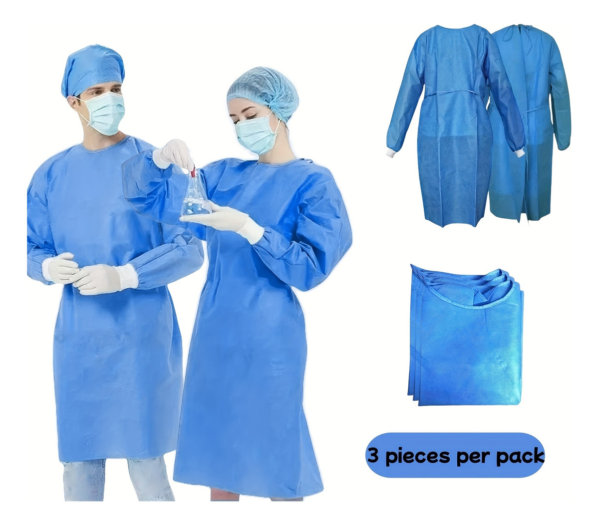 3pcs 45gsm SMS Three-Layer Com - Medical Lab Gown reseña y precio