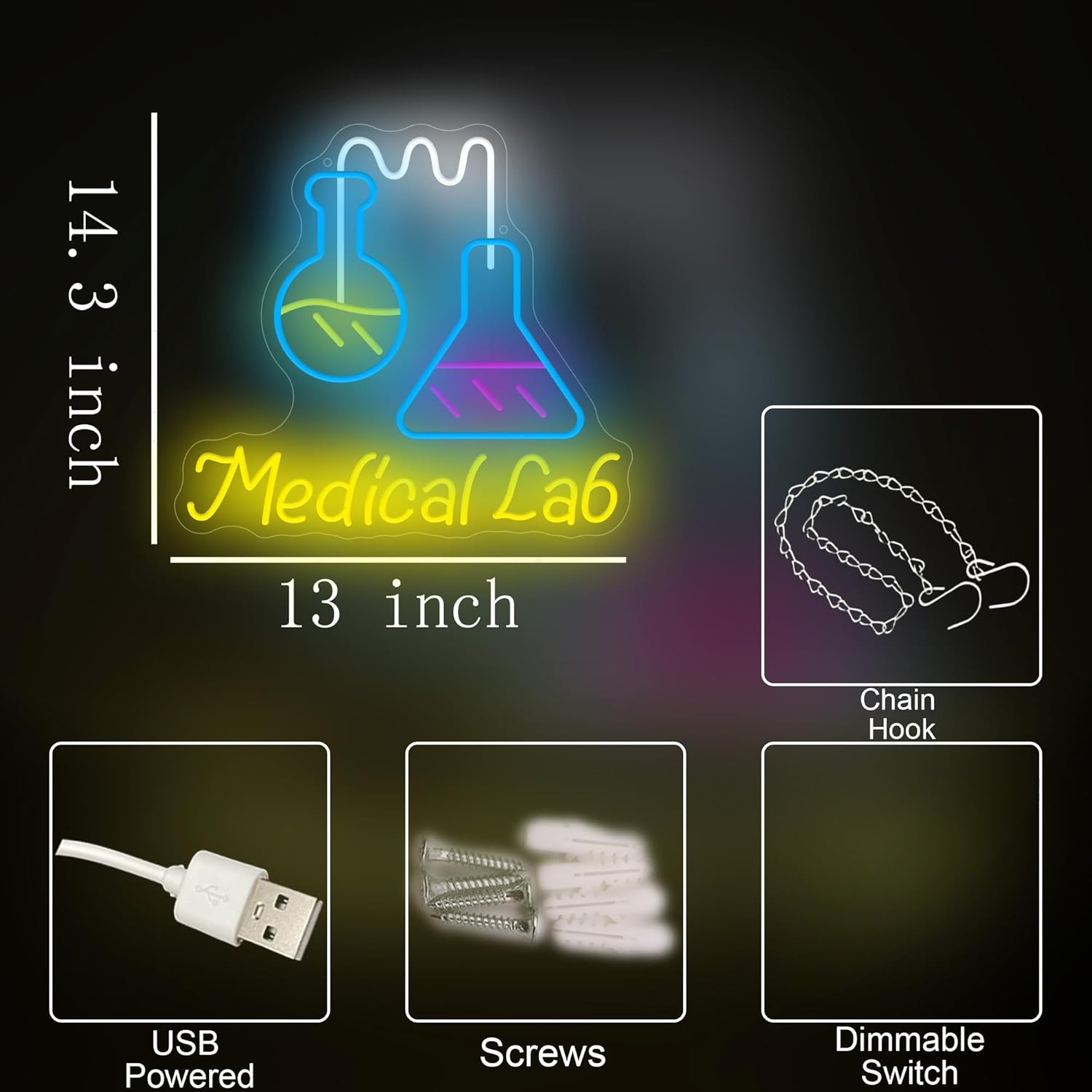 Science Laboratory Neon Sign U - Medical Lab And Science reseña y precio