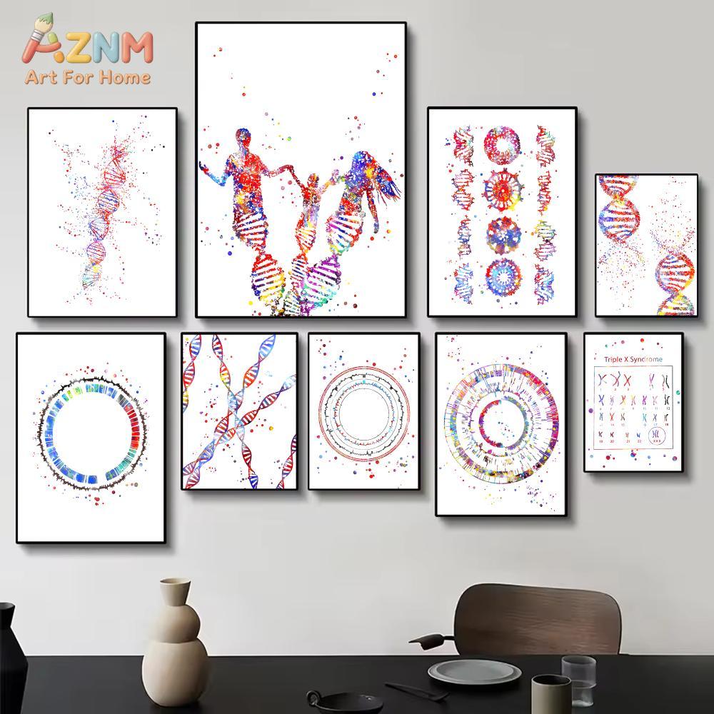 AZNM Colorful Watercolor DNA G - Medical Lab And Science reseña y precio